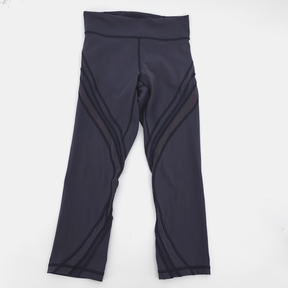Lululemon Leggings Womens 8 Grayish purple Never Still Crop Mesh Panel Athletic